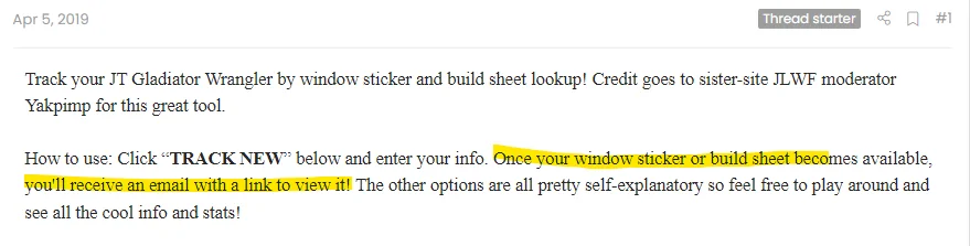 Jeep Gladiator Gladiator Window Sticker and Build Sheet Order Tracking 1656641673042