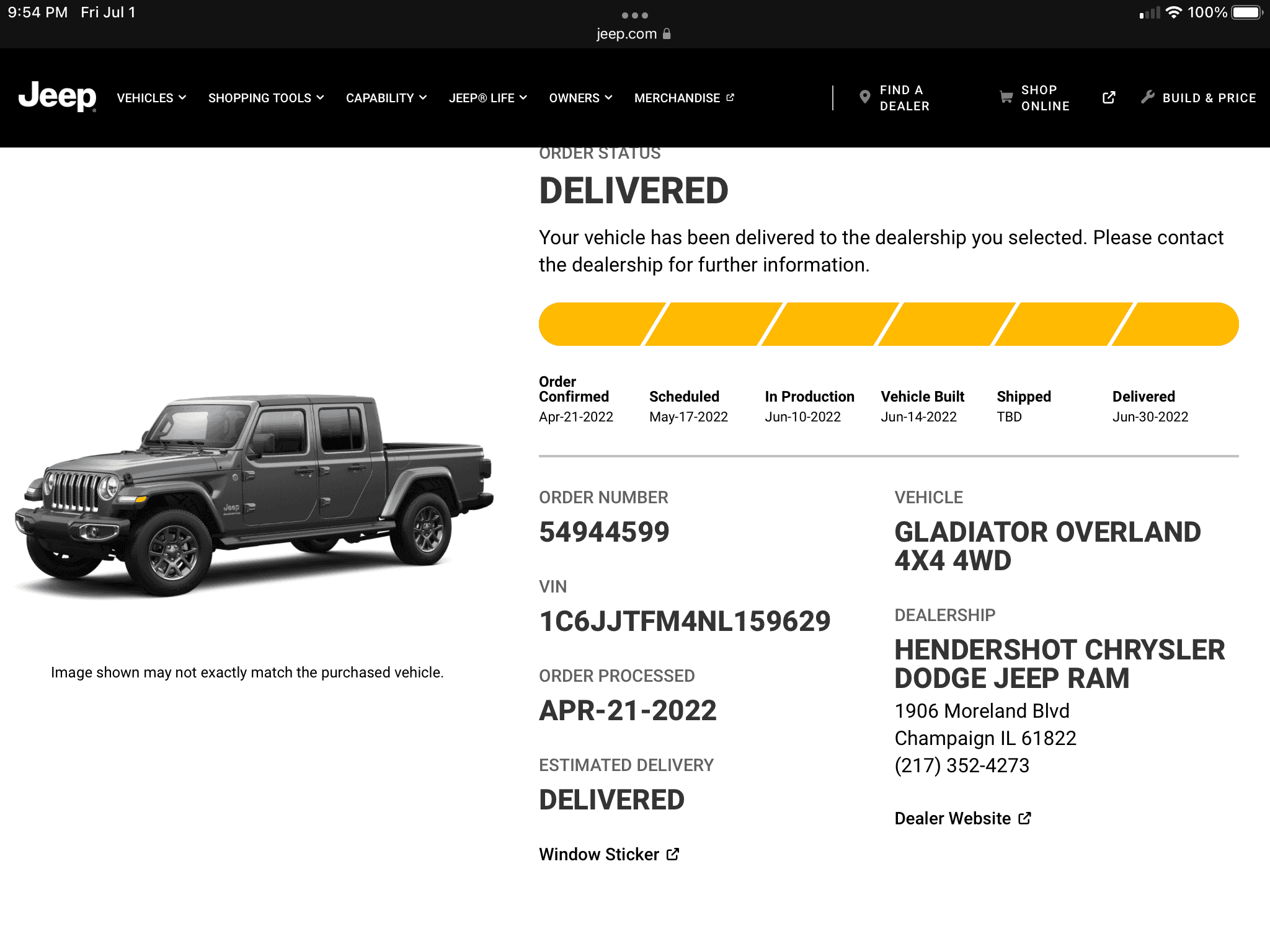 Jeep Gladiator Gladiator Window Sticker and Build Sheet Order Tracking D70F3E1B-A671-4902-8080-EC8DA2137450