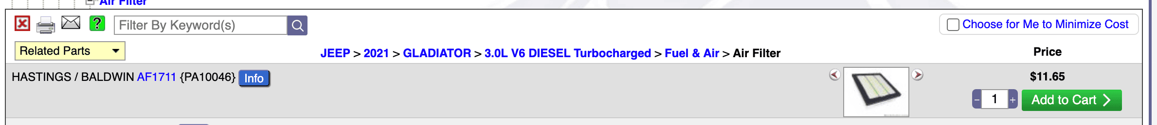 Jeep Gladiator Diesel air filter for 21 JT. Screen Shot 2022-07-08 at 9.39.00 PM