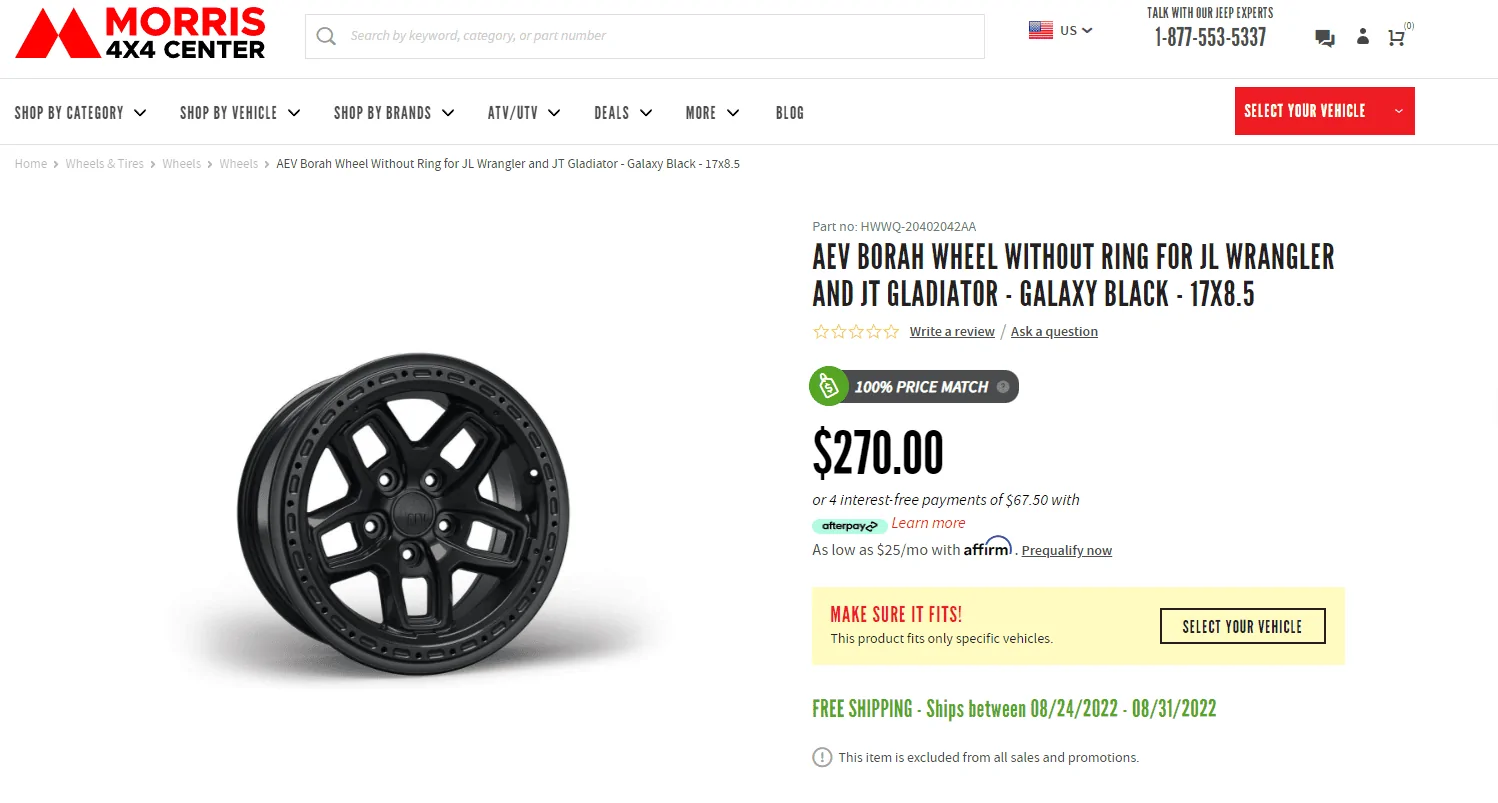 Jeep Gladiator AEV Borah Wheels in Onyx 1657659995896