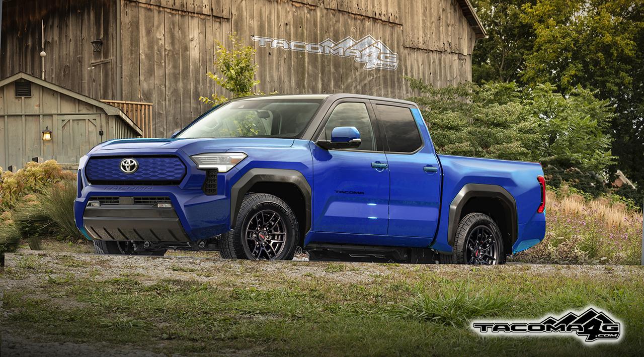Jeep Gladiator 2024 Tacoma EV + ICE previews, info, development & schedule tacoma-front-blue-ev-1-