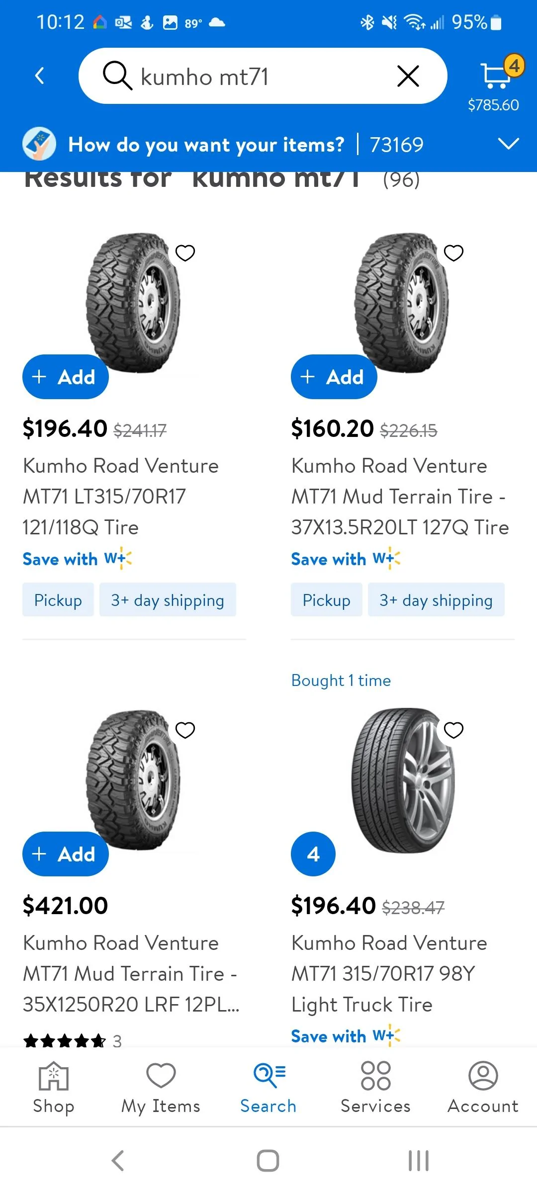Jeep Gladiator They're real, and they're spectacular. $1100 on sale 315/70r17 kumho mt71 Screenshot_20220713-221223_Walmart