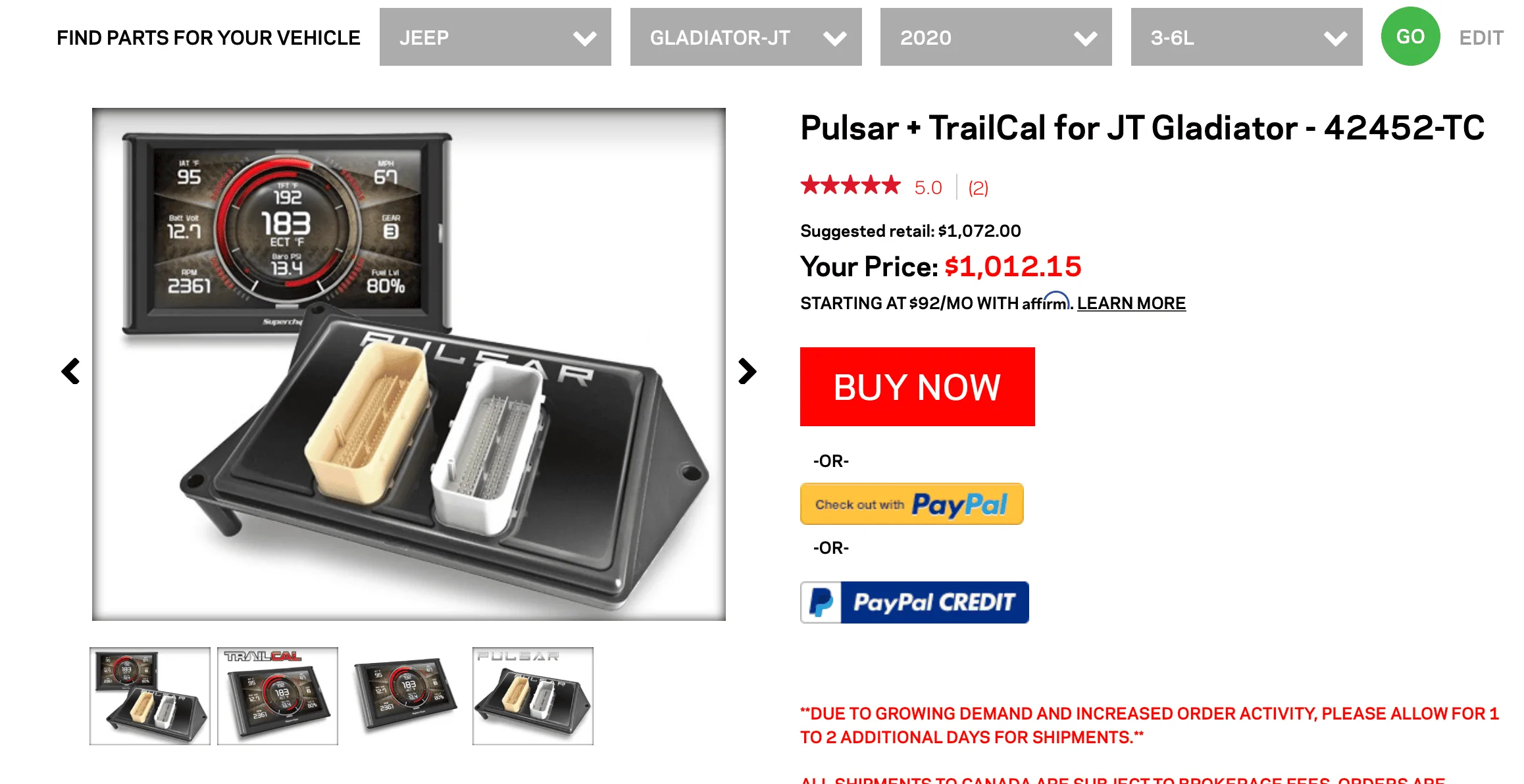 Jeep Gladiator Pulsar & TrailCal with Gateway Bypass (works with all JT platforms except diesel) Screen Shot 2022-07-12 at 11.25.45 AM