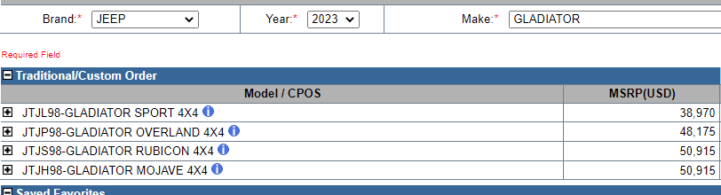 Jeep Gladiator 2023 JT Order Books Open July 15, 2022 Jeep Gladiator Build 1.PNG