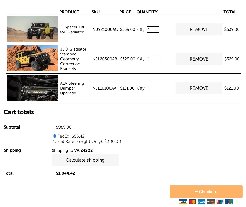Jeep Gladiator New AEV 2" spacer lift w/ geometry brackets & steering damper Screen Shot 2022-07-19 at 10.16.53 AM