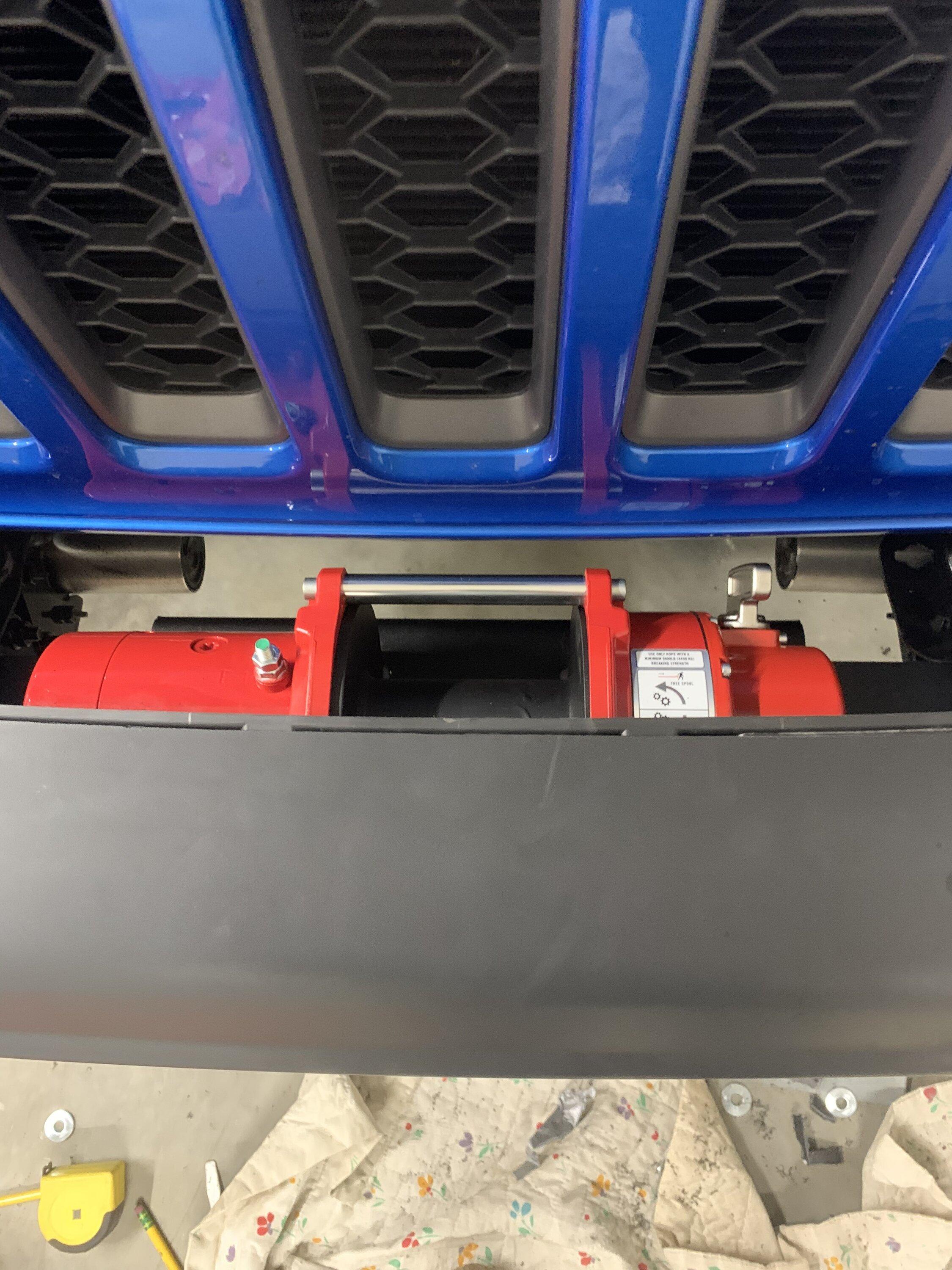 Jeep Gladiator Install 9000 lb. Warn winch on Mojave  plastic bumper, record time and zero sag! CCD3AF51-D669-4A69-B419-B3C286B8F93D