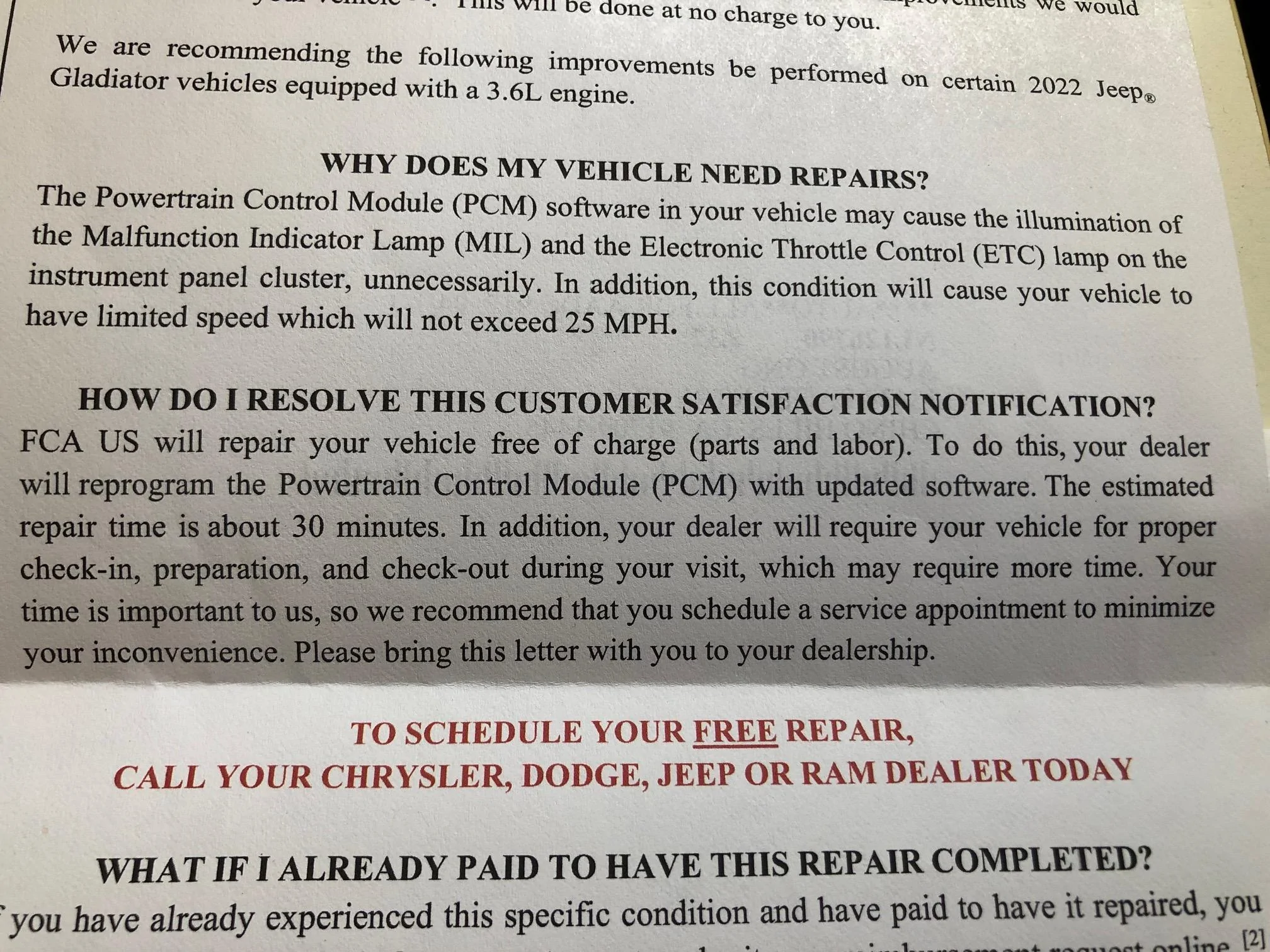 Jeep Gladiator Customer Satisfaction Notification Z37 1658679483192