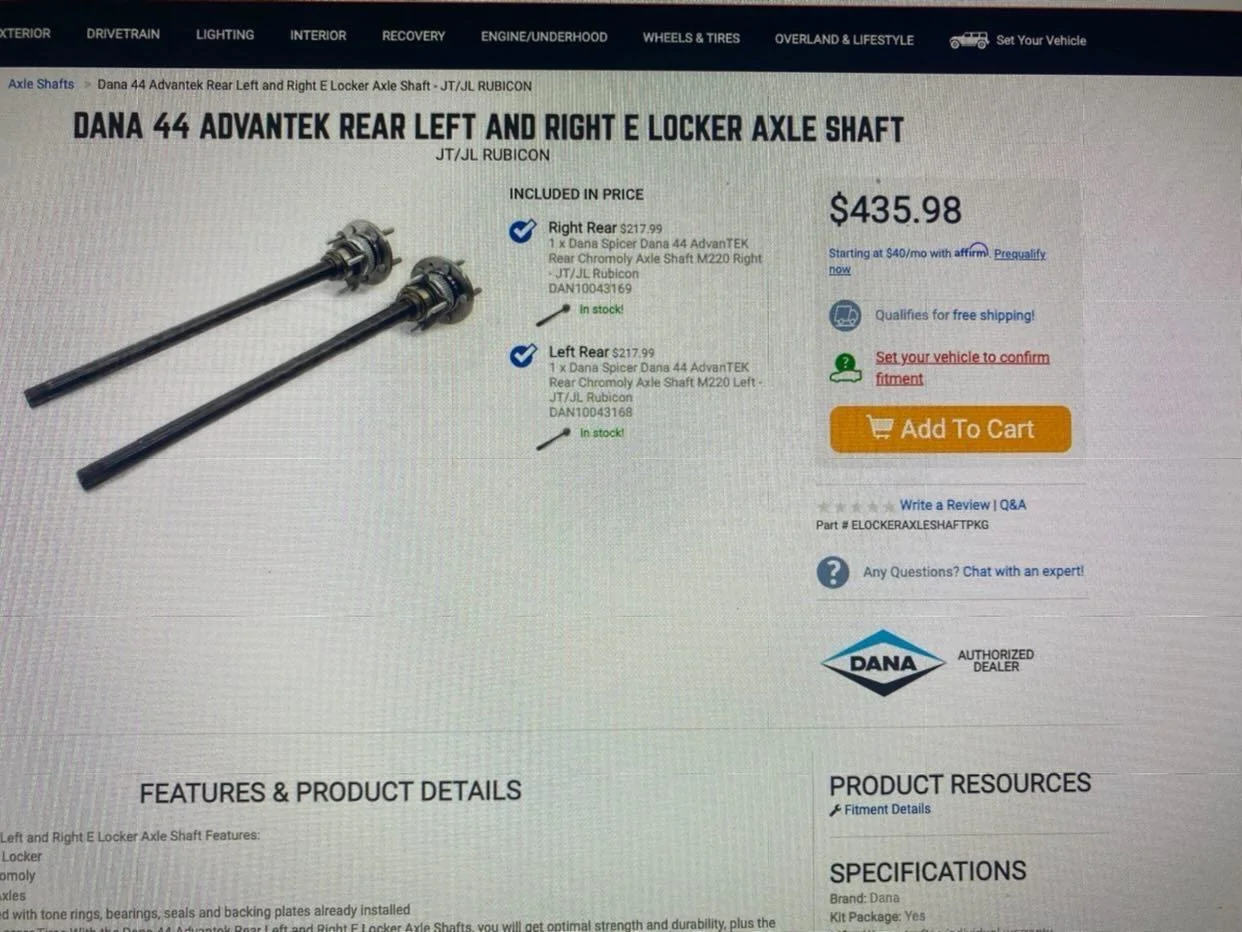 Jeep Gladiator Dana rear chromoly shafts - new in box - $400 4040AAE3-80C3-45DA-936A-C72D6F7C6324