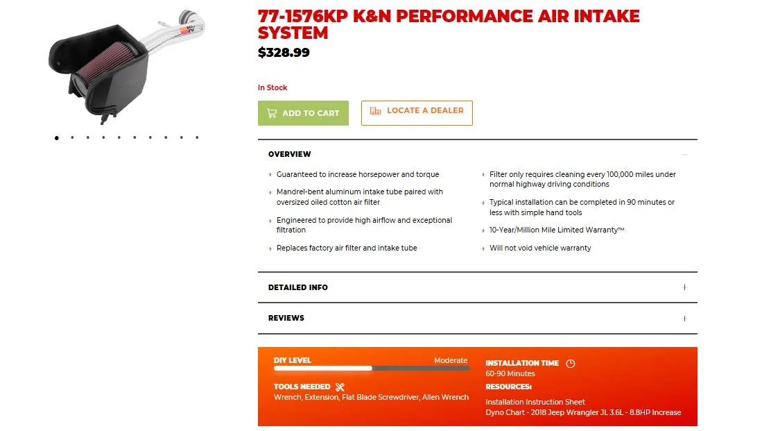 Jeep Gladiator K&N Cold Air Intake K&N