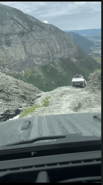 Jeep Gladiator Gladiator on a tight Black Bear Pass switchback. Drone footage. Screen Shot 2022-08-02 at 1.42.13 PM
