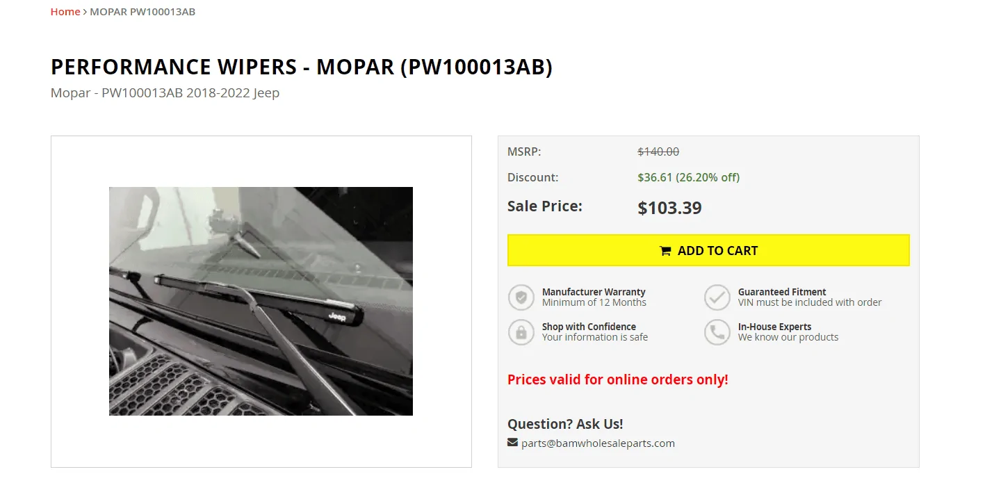 Jeep Gladiator Mopar Performance Windshield Wipers w/ Built-In Washer Jets Released For Jeep Gladiator Captur