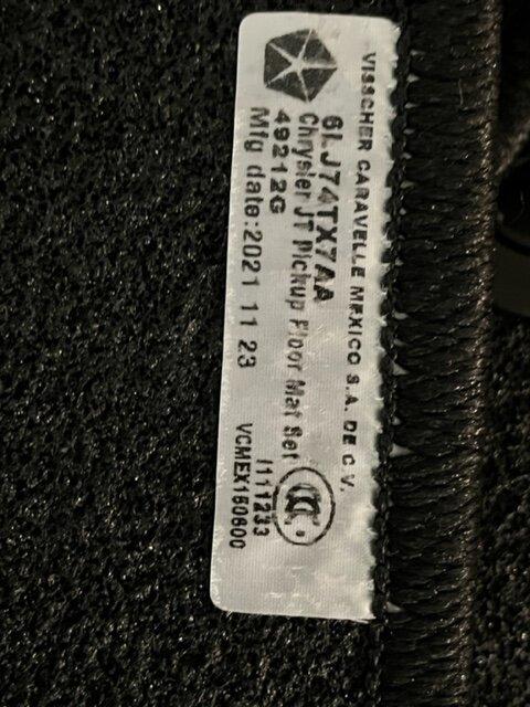 Jeep Gladiator 2022 Gladiator OEM Carpet Floor Mats $25 price drop IMG_2082