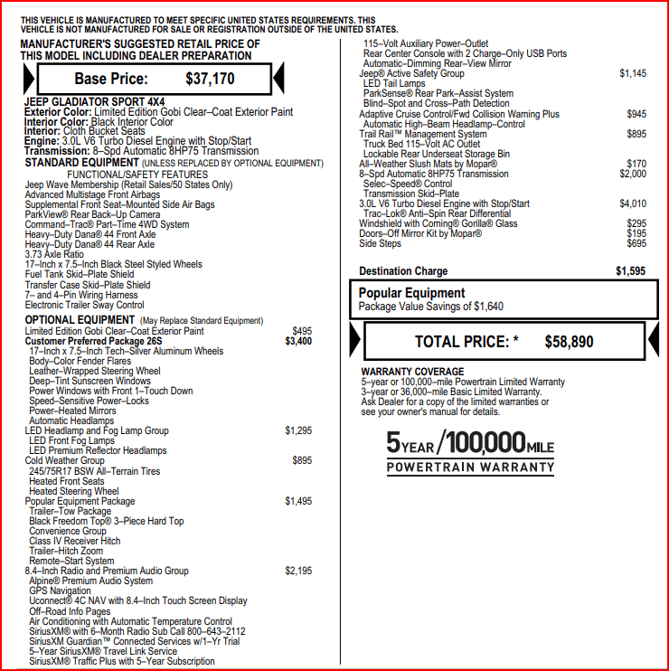 Jeep Gladiator Active Safety in a 22…should I just order? Screenshot 2022-08-10 081709