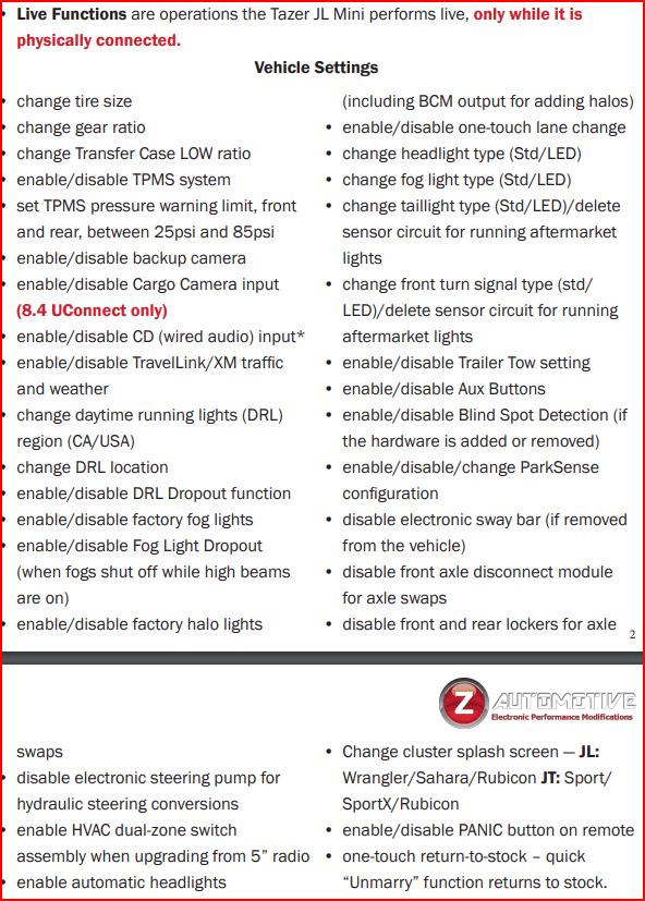 Jeep Gladiator TASER JL Mini Kills 3rd Brake light upon connection Screenshot 2022-08-11 065627