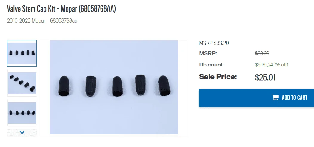 Jeep Gladiator OEM Tire Valve Stem Caps 1660219343381