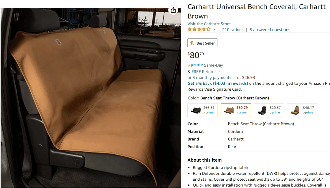 Jeep Gladiator Carhartt universal rear bench cover...anyone have them in your JT? 1660323126810