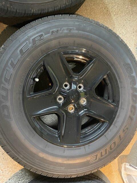 Jeep Gladiator Gladiator Gloss Black Mopar Wheels with H/T Dueler Tires/TPMS/Steel Spare $400 OBO IMG_2774