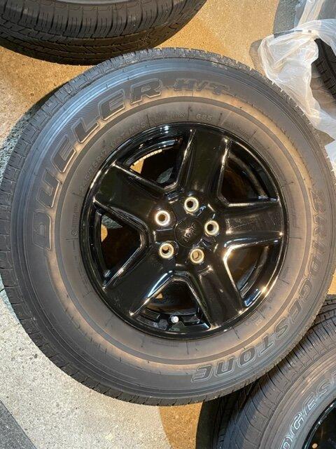 Jeep Gladiator Gladiator Gloss Black Mopar Wheels with H/T Dueler Tires/TPMS/Steel Spare $400 OBO IMG_2775