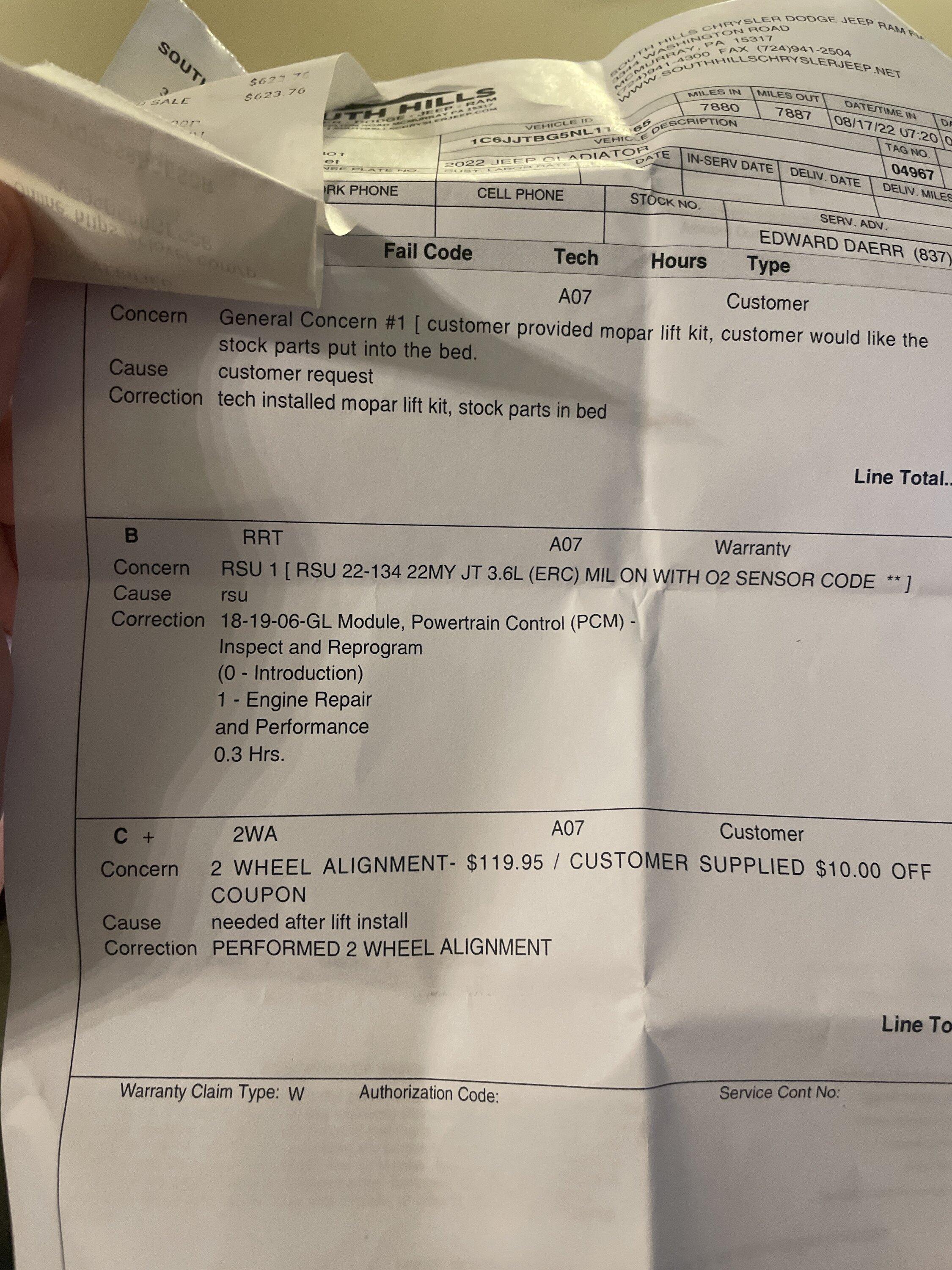 Jeep Gladiator Warranty question image