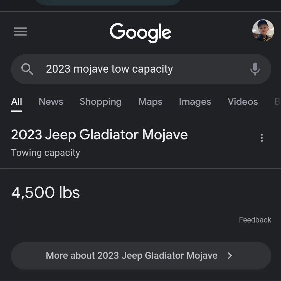 Jeep Gladiator 2023 Mojave Towing Capacity Screenshot_20220819-210420_Chrom