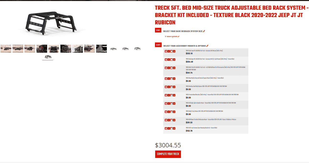 Jeep Gladiator Road Armor Treck bed rack for JT rack 4