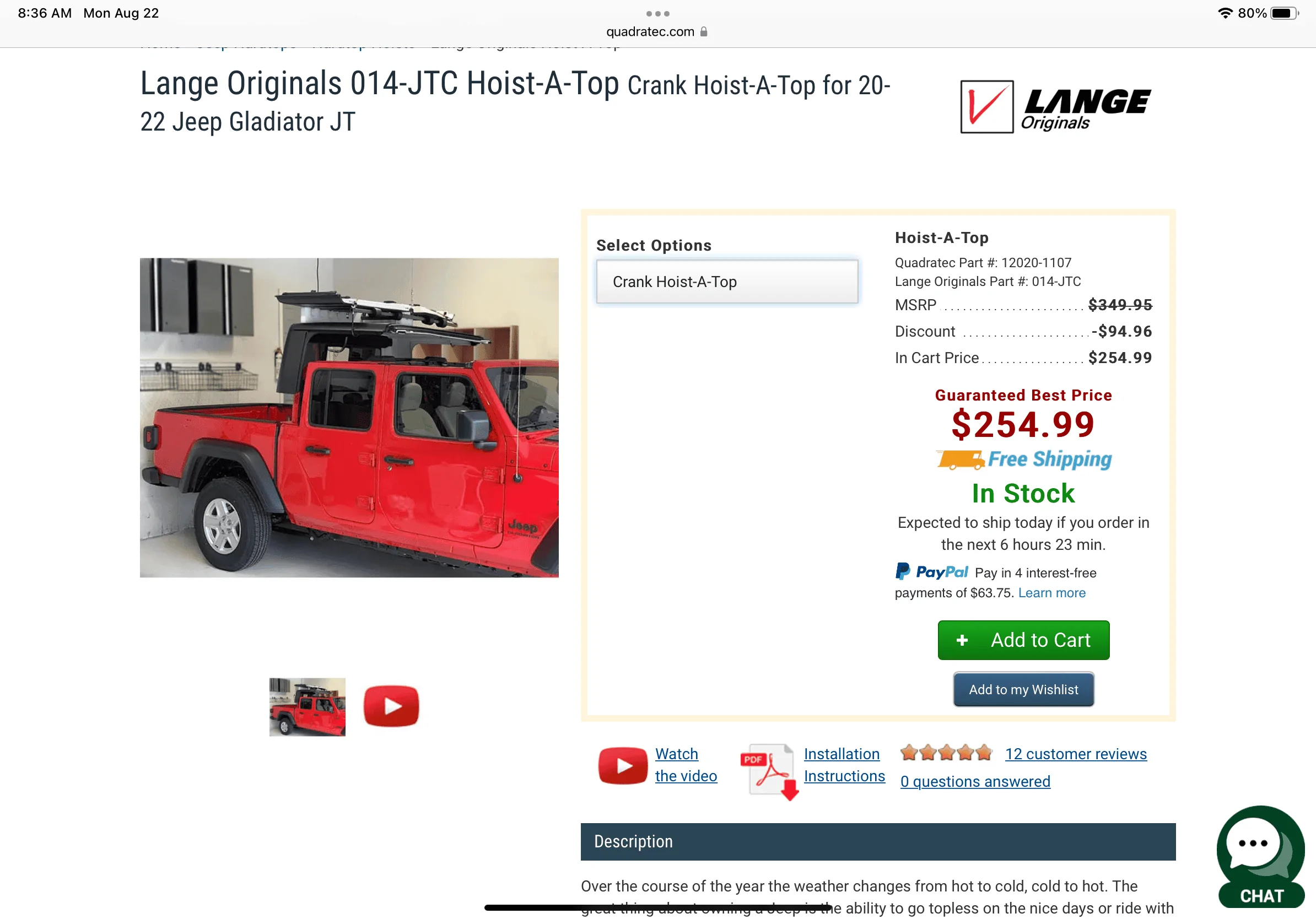 Jeep Gladiator Lange Hard Top Hoist Crank Style. New Still in box 200.00 AAF1FDBF-318E-4102-B2BA-14F9E43A3DD0