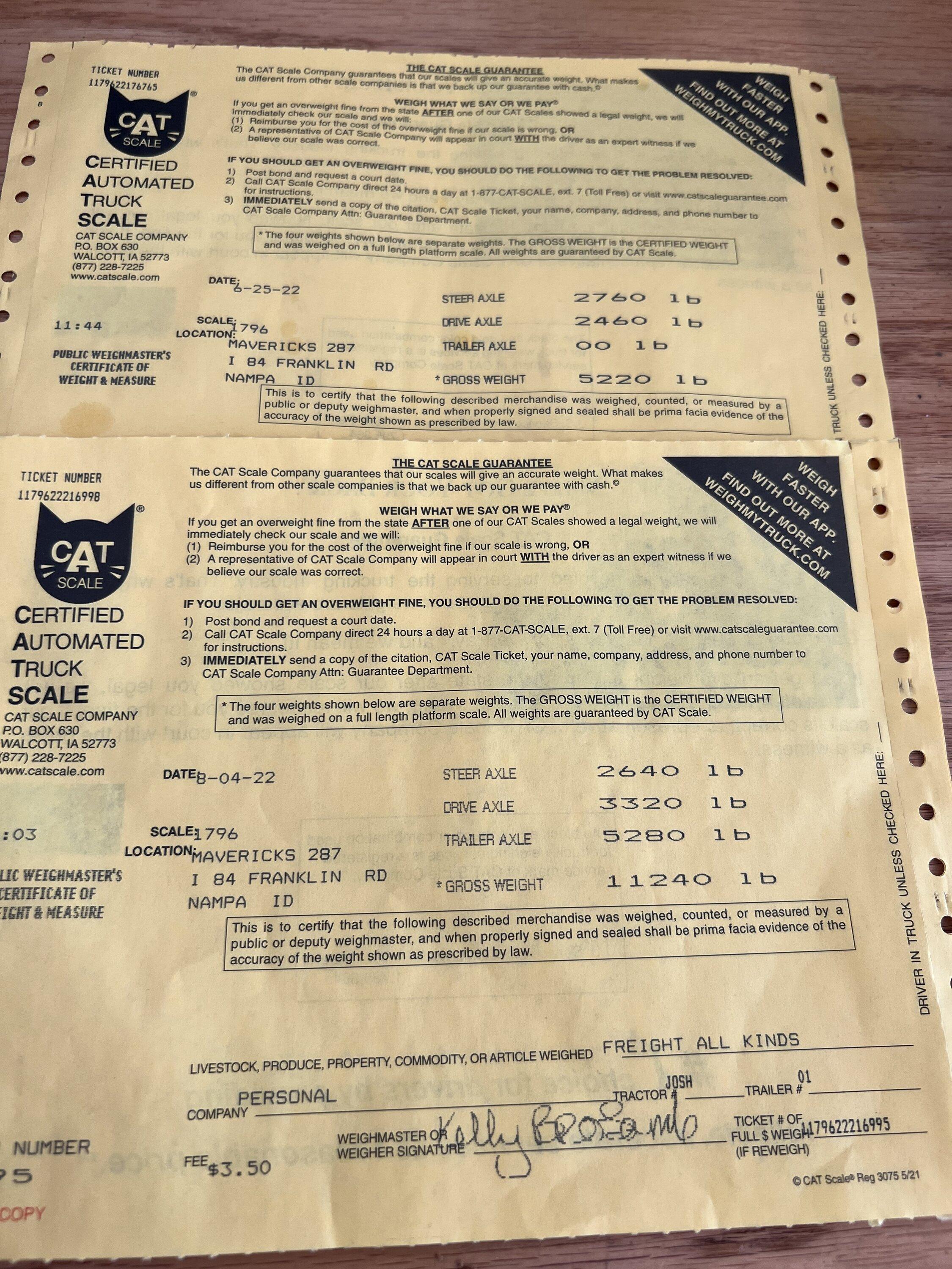Jeep Gladiator Cat scale weights 919C68F1-D8B9-4C38-990E-711268B85DD3