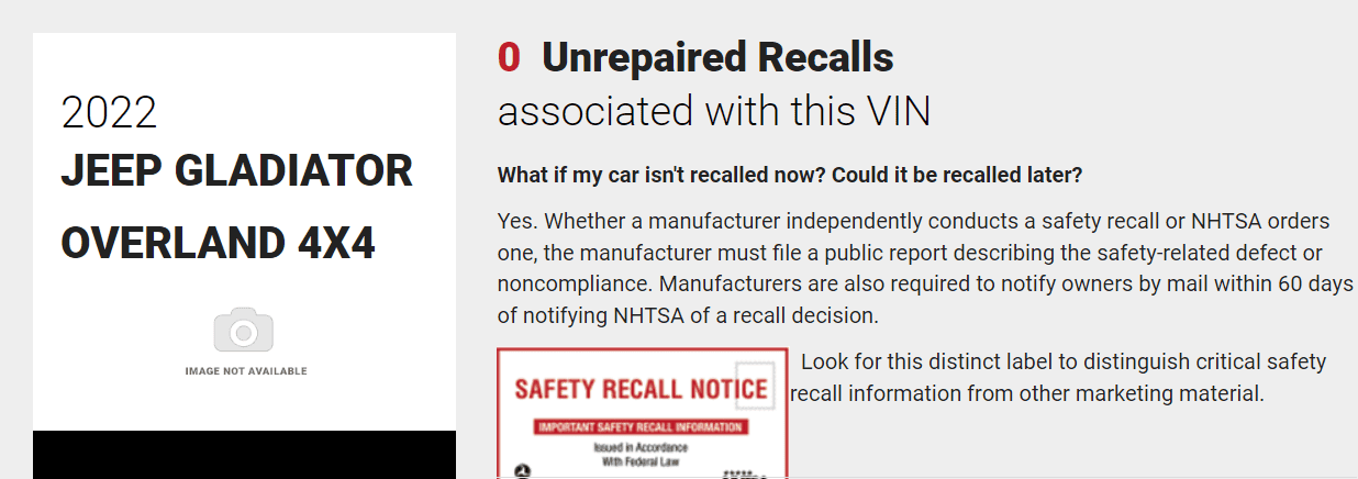 Jeep Gladiator Z84 recall 1661614632915