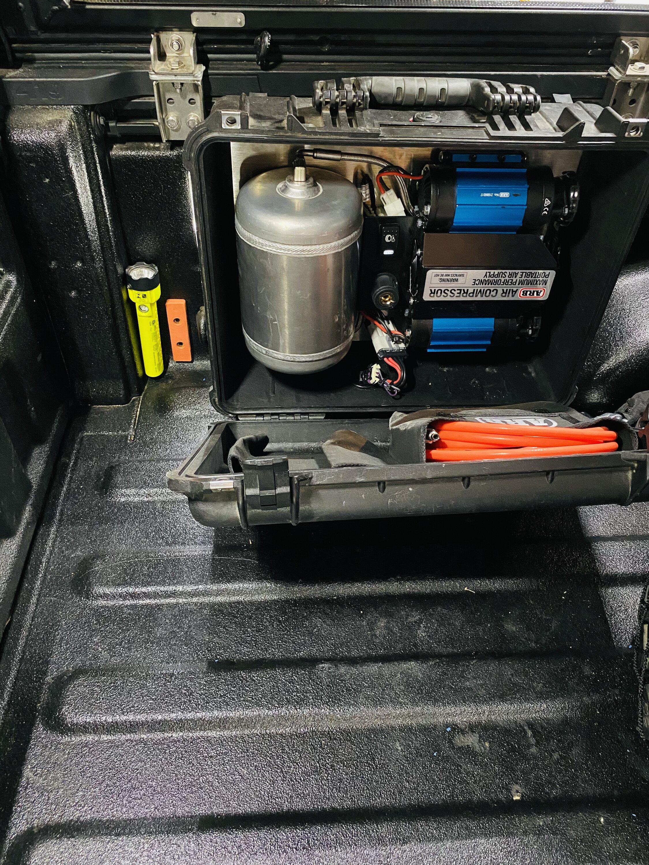 Jeep Gladiator Ways to store a portable compressor in Gladiator Bed 2DB471DB-B7DF-4938-BAD3-63E6FBF6870F