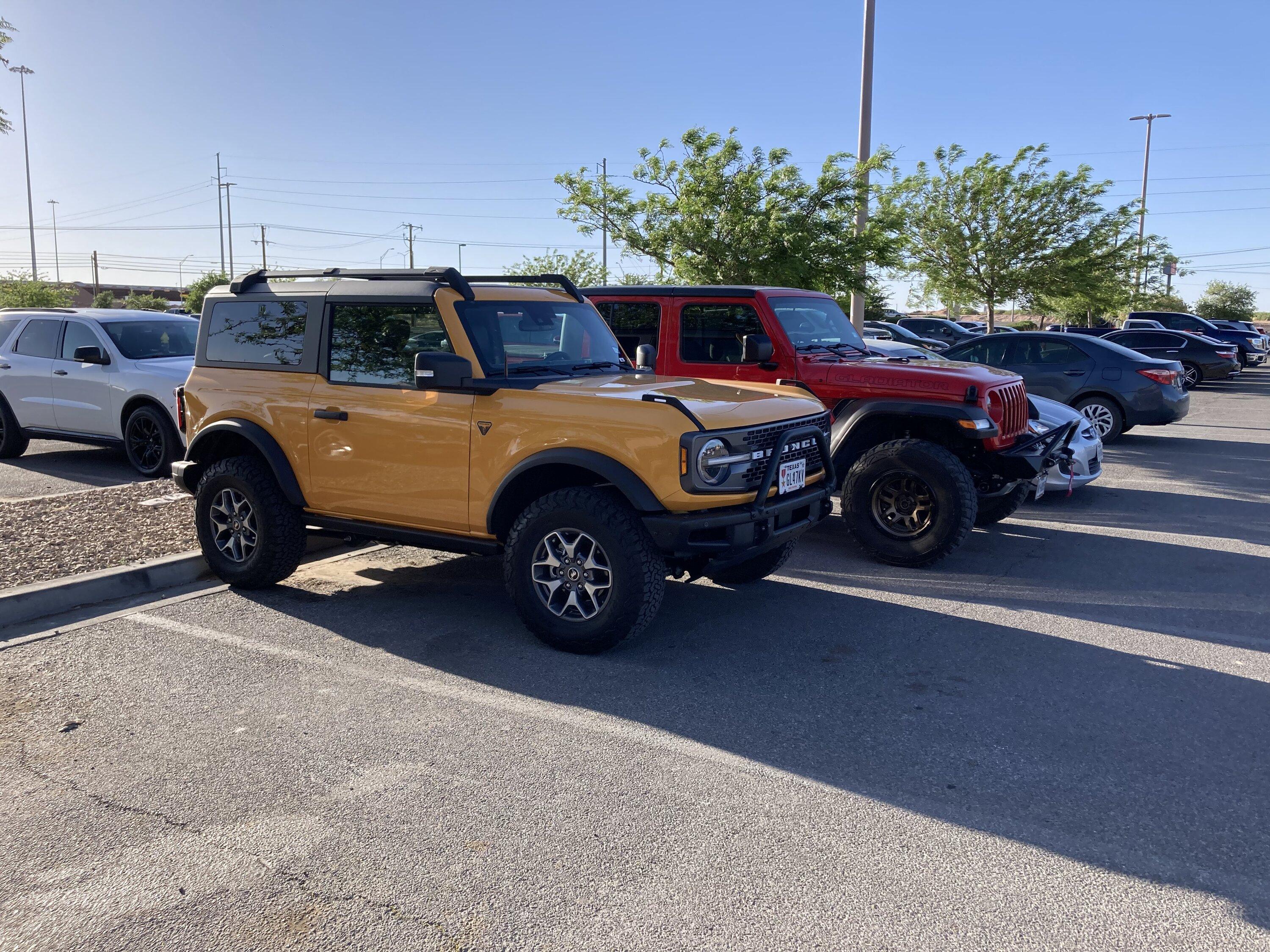 Jeep Gladiator Parked close to a new Bronco today. IMG_4881[1].JPG