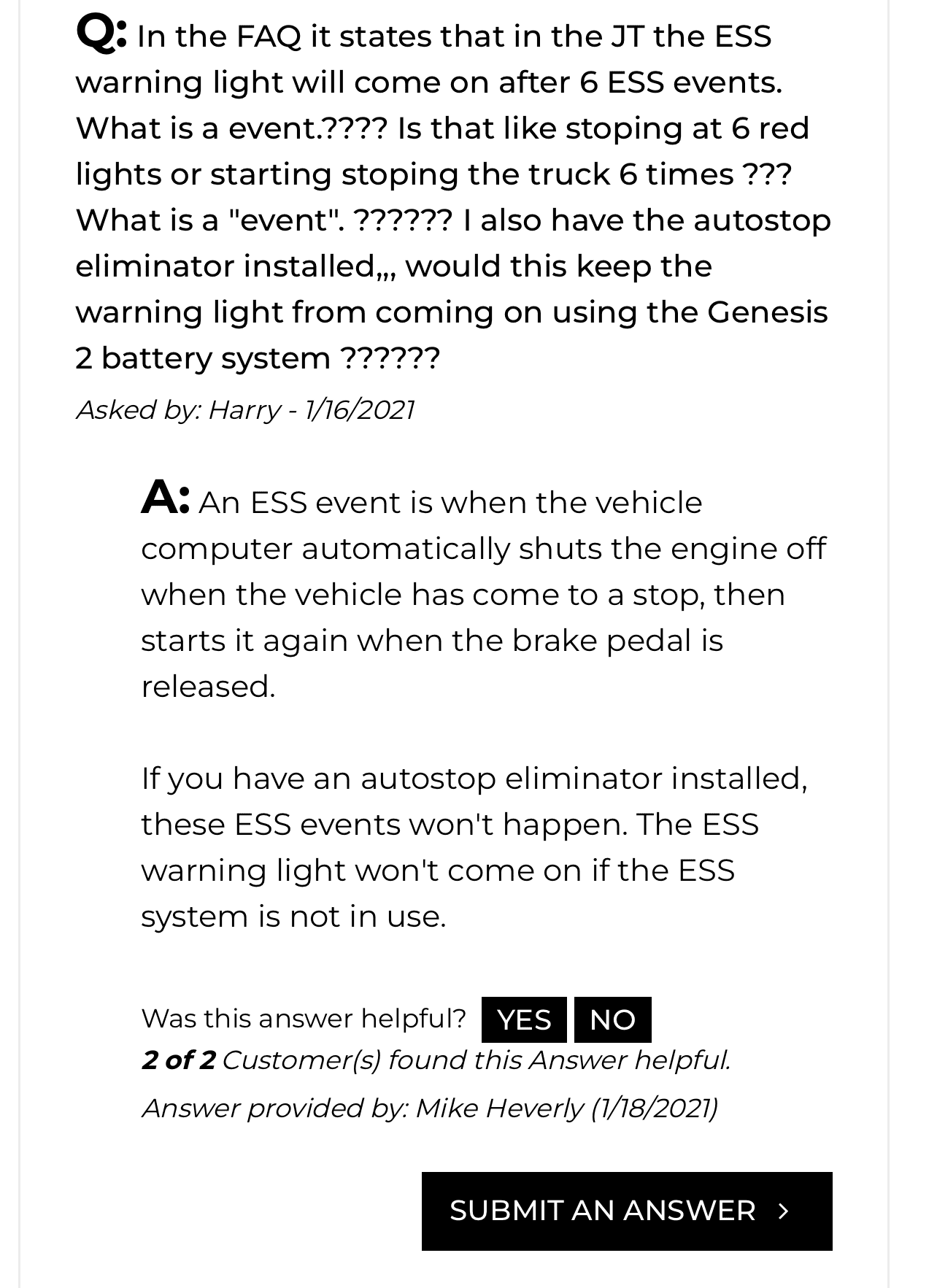 Jeep Gladiator ESS light after genesis dual battery kit. 1662301402959