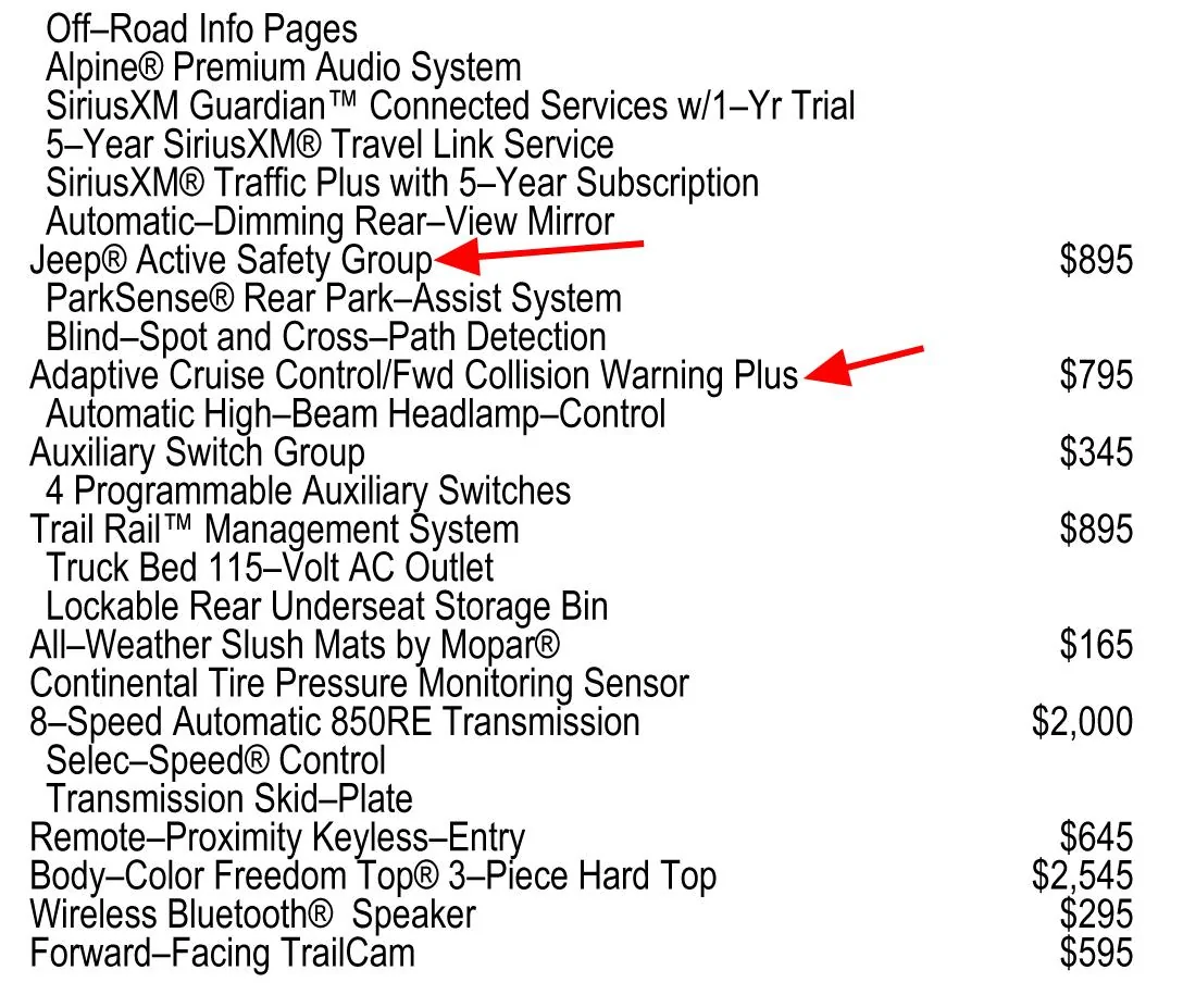 Jeep Gladiator HEADS UP... NO ADAPTIVE CRUISE CONTROL WindowStickerPDF