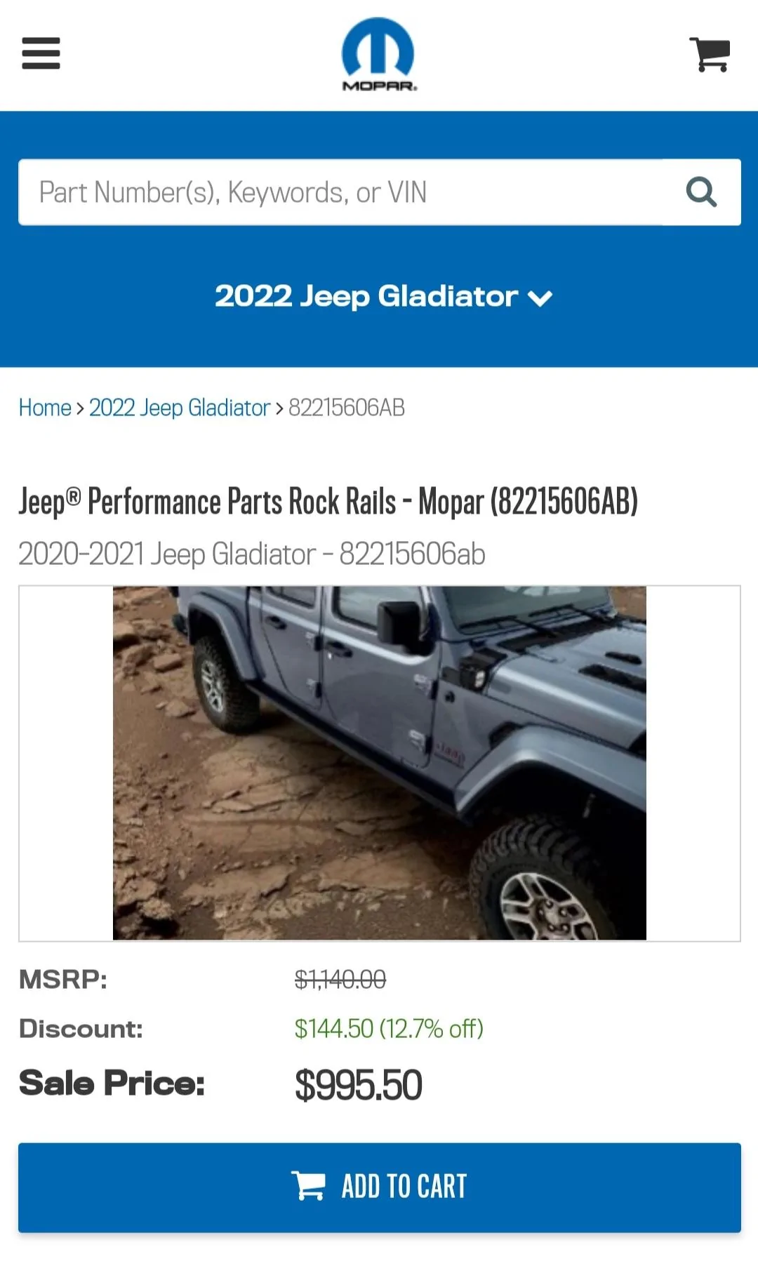 Jeep Gladiator Jeep Performance Parts Rock Rails 82215606AB Screenshot_20220903-011140_Chrom