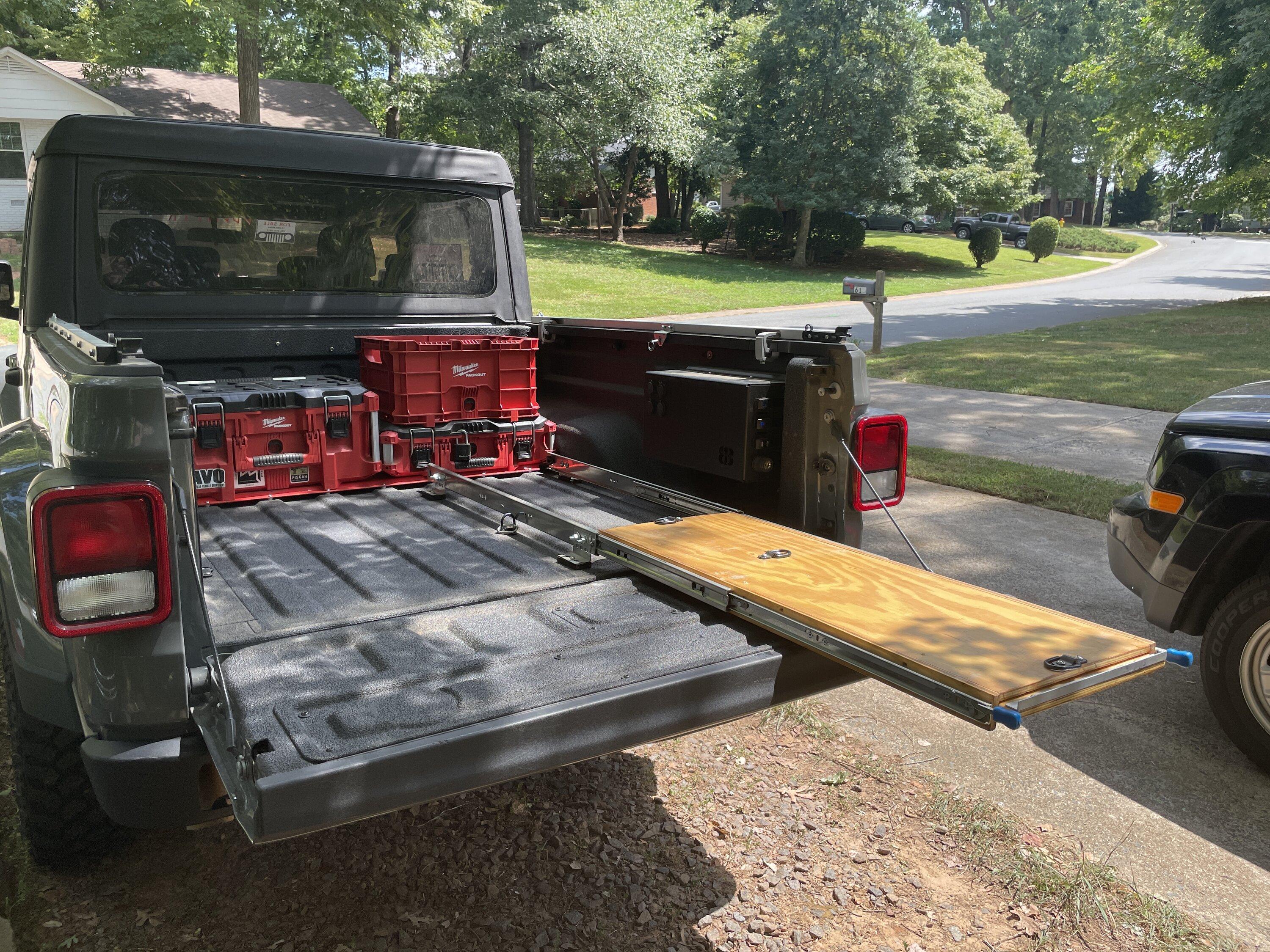 Jeep Gladiator Custom built cooler/fridge slide with storage and prep area F335D456-6B43-4D5C-901C-D45F041C1FF5
