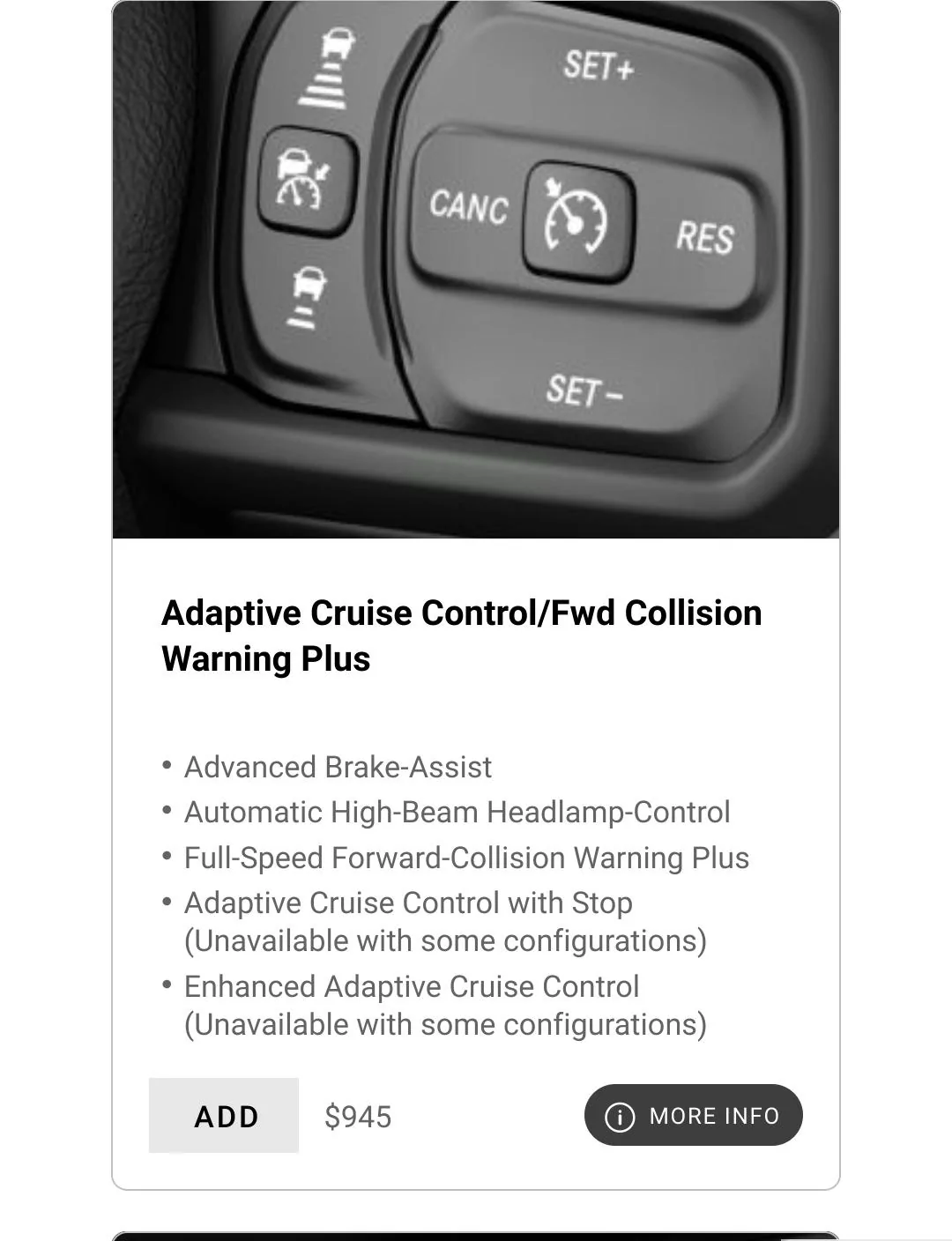 Jeep Gladiator HEADS UP... NO ADAPTIVE CRUISE CONTROL Screenshot_20220914_113302