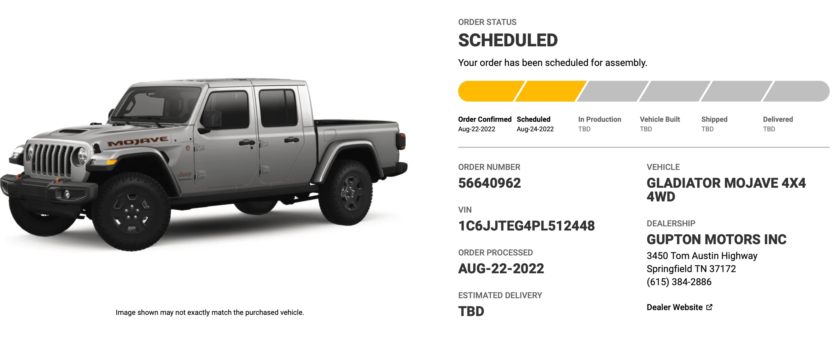 Jeep Gladiator 2023 Jeep Gladiator Order…What step are you in? Screen Shot 2022-09-21 at 11.38.11 AM