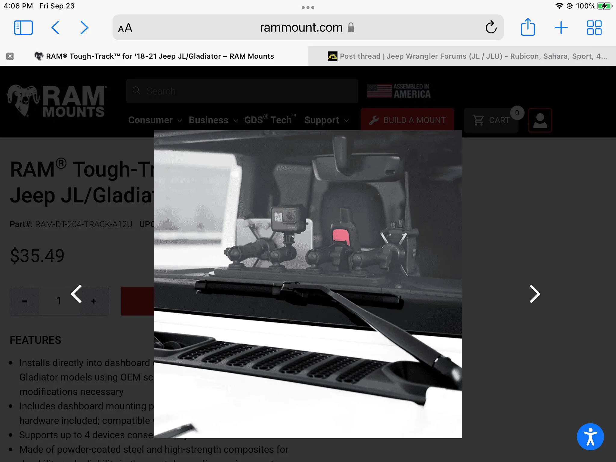 Jeep Gladiator RAM Tough Track Incl. 2 Track Balls 9D640765-FF44-4898-B0F7-685098B0FF5C