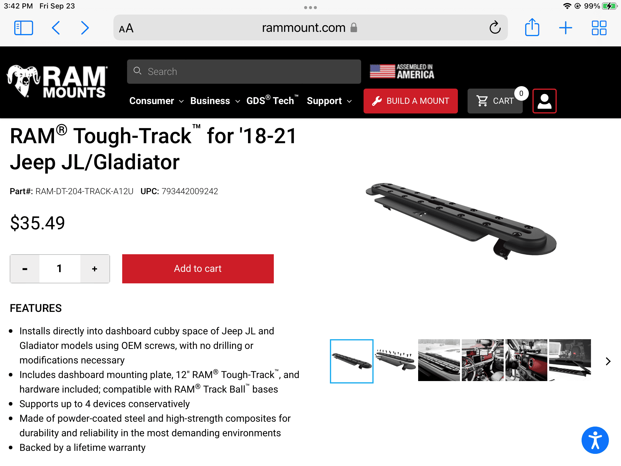 Jeep Gladiator RAM Tough Track Incl. 2 Track Balls 489BAF59-192A-4402-8554-8059543D60AF