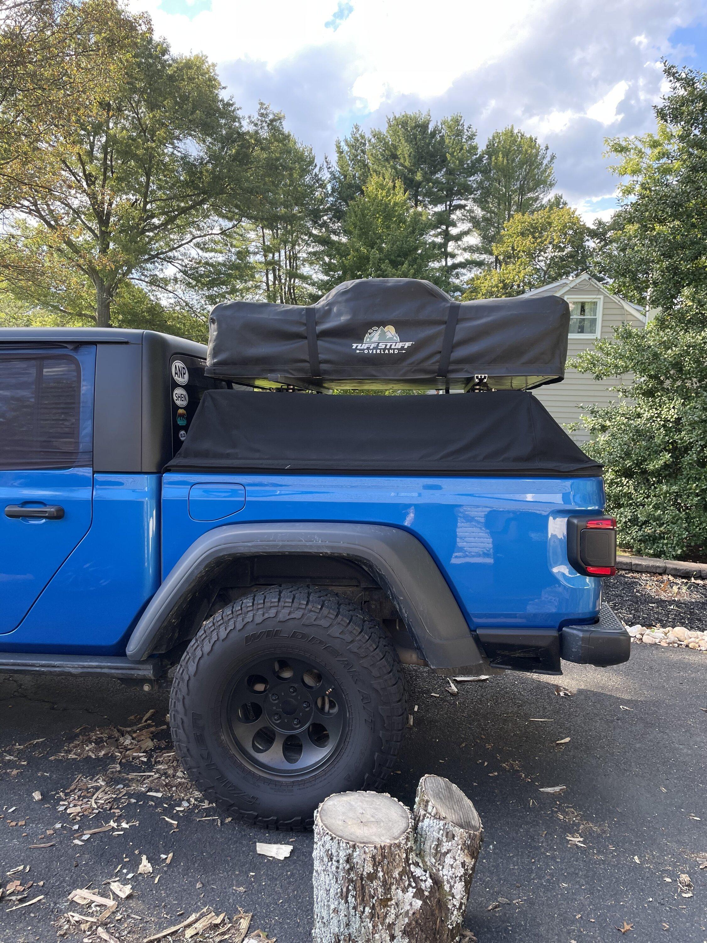 Jeep Gladiator Soft top OVER my bed rack IMG-1997