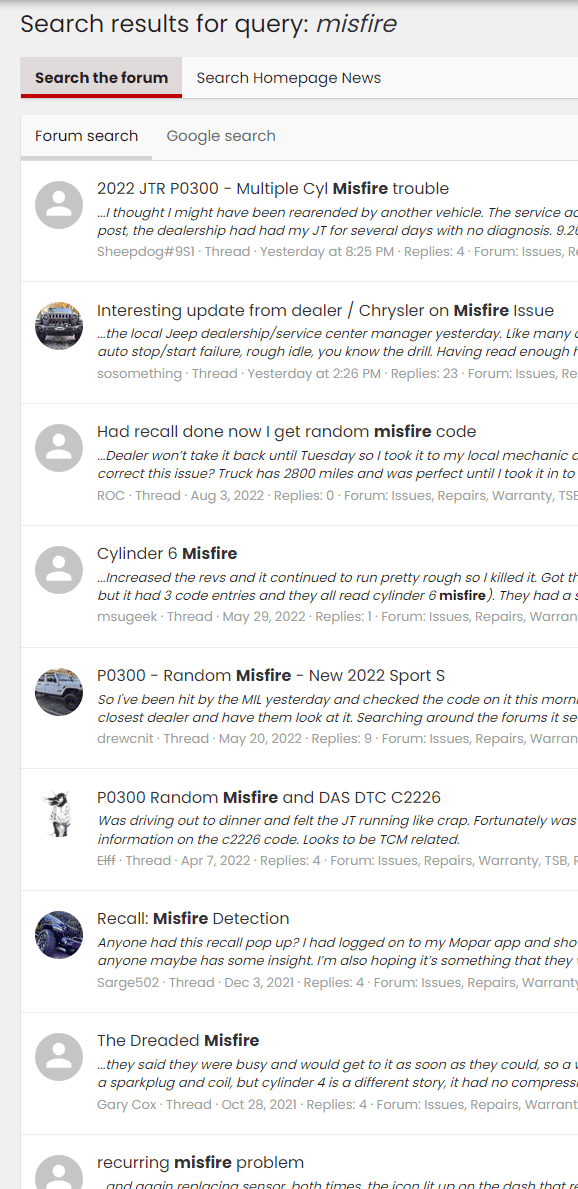 Jeep Gladiator Survey- For those with misfire issues 1664332153222