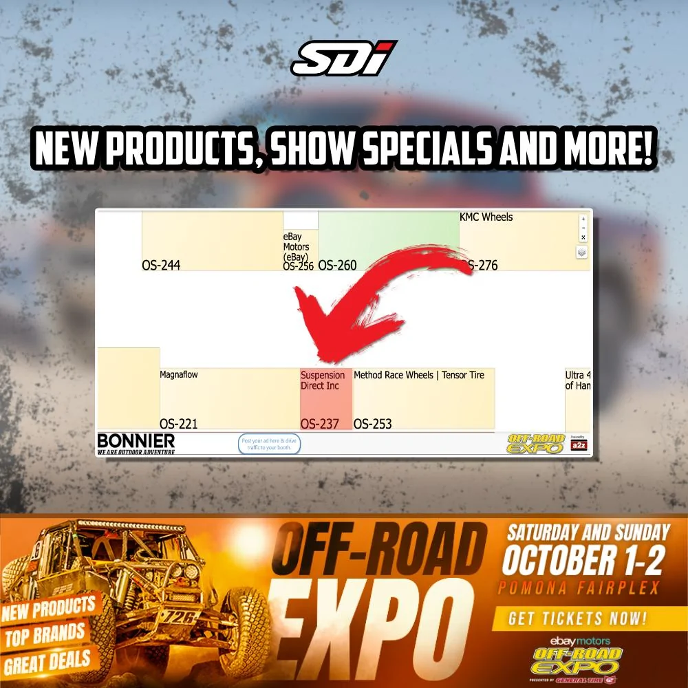 Jeep Gladiator Suspension Direct Inc will be at Offroad Expo 2022 ORE Booth Flyer copy