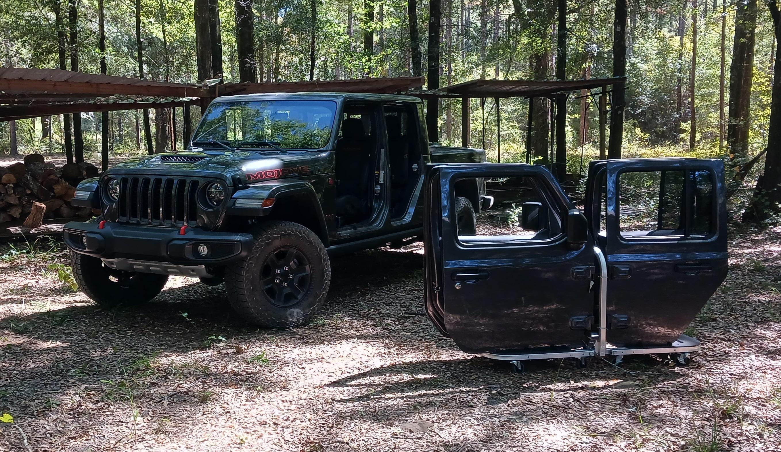 Jeep Gladiator What's your door storage solution?  Ready set #gowithoutdoors . . . now time to fill those firewood racks! GladiatorDoorCart