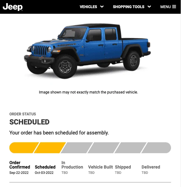 Jeep Gladiator 2023 Jeep Gladiator Order…What step are you in? Screen Shot 2022-10-04 at 12.10.31 PM