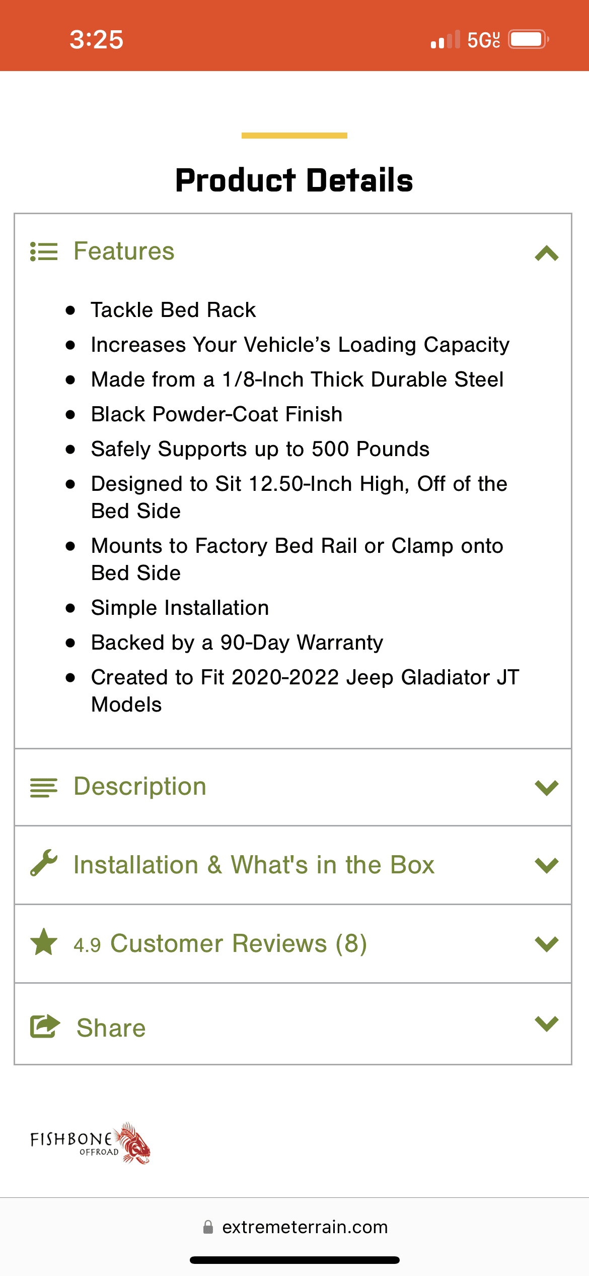 Jeep Gladiator $500 Fishbone Off-road Tackle Bed Half Rack ADB1F1BA-2A4C-40D2-9750-CFBA40112B80