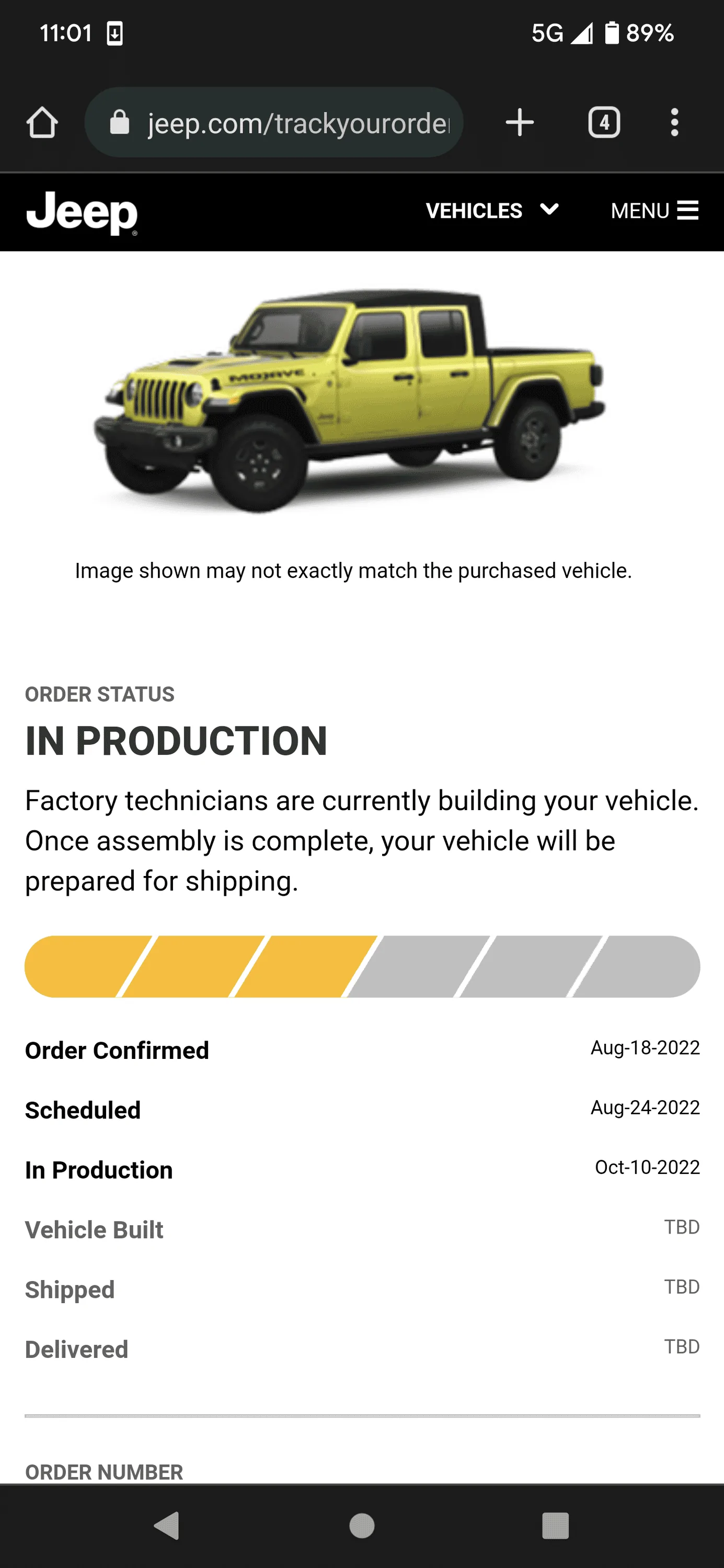 Jeep Gladiator 2023 Jeep Gladiator Order…What step are you in? Screenshot_20221011-110126