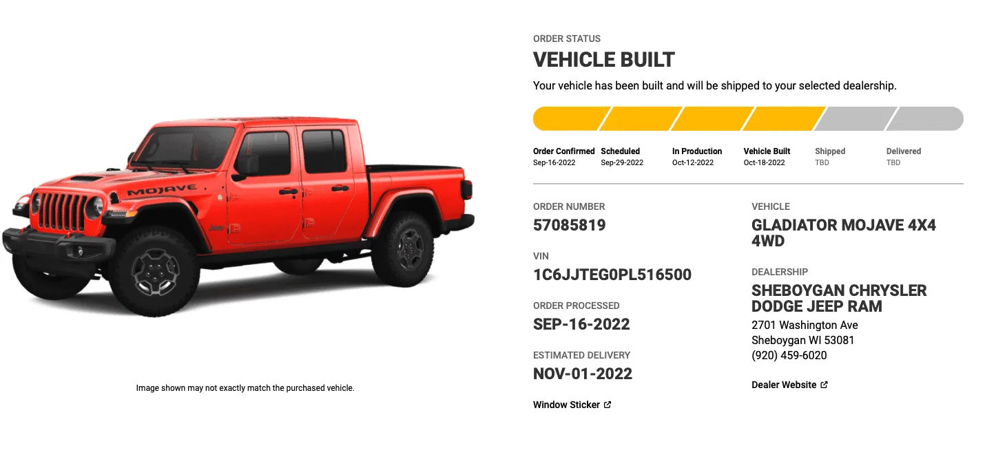 Jeep Gladiator 2023 Jeep Gladiator Order…What step are you in? Screen Shot 2022-10-22 at 7.02.47 AM