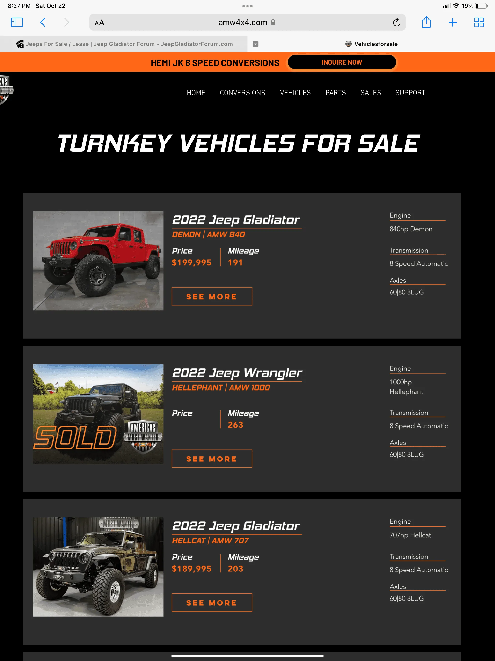 Jeep Gladiator For Sale 2021 Jeep Gladiator Rubicon Demon Swap $165,995 OBO 87D6F0EE-079D-4389-82D5-48D2E9070131