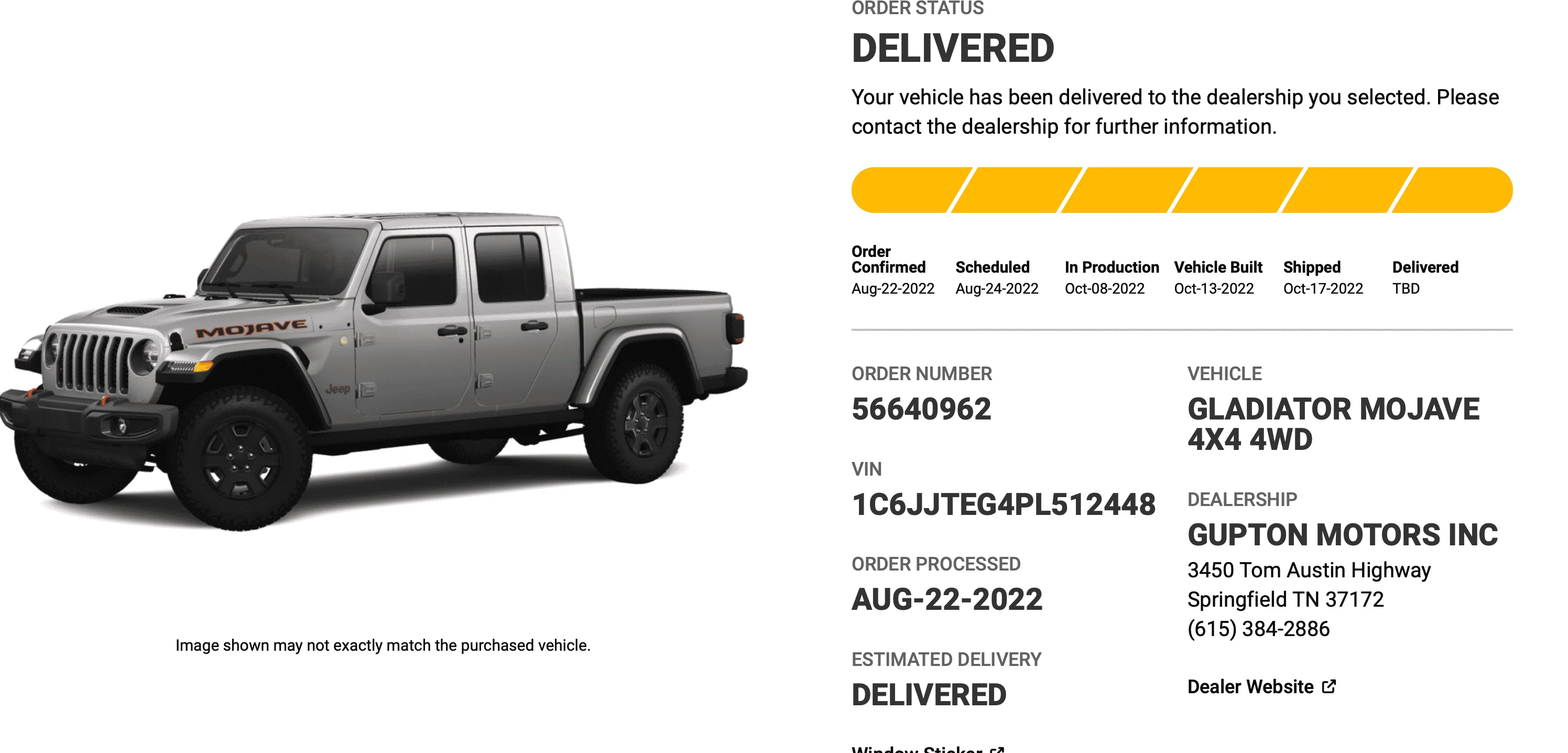 Jeep Gladiator 2023 Jeep Gladiator Order…What step are you in? Screen Shot 2022-10-23 at 11.09.41 AM