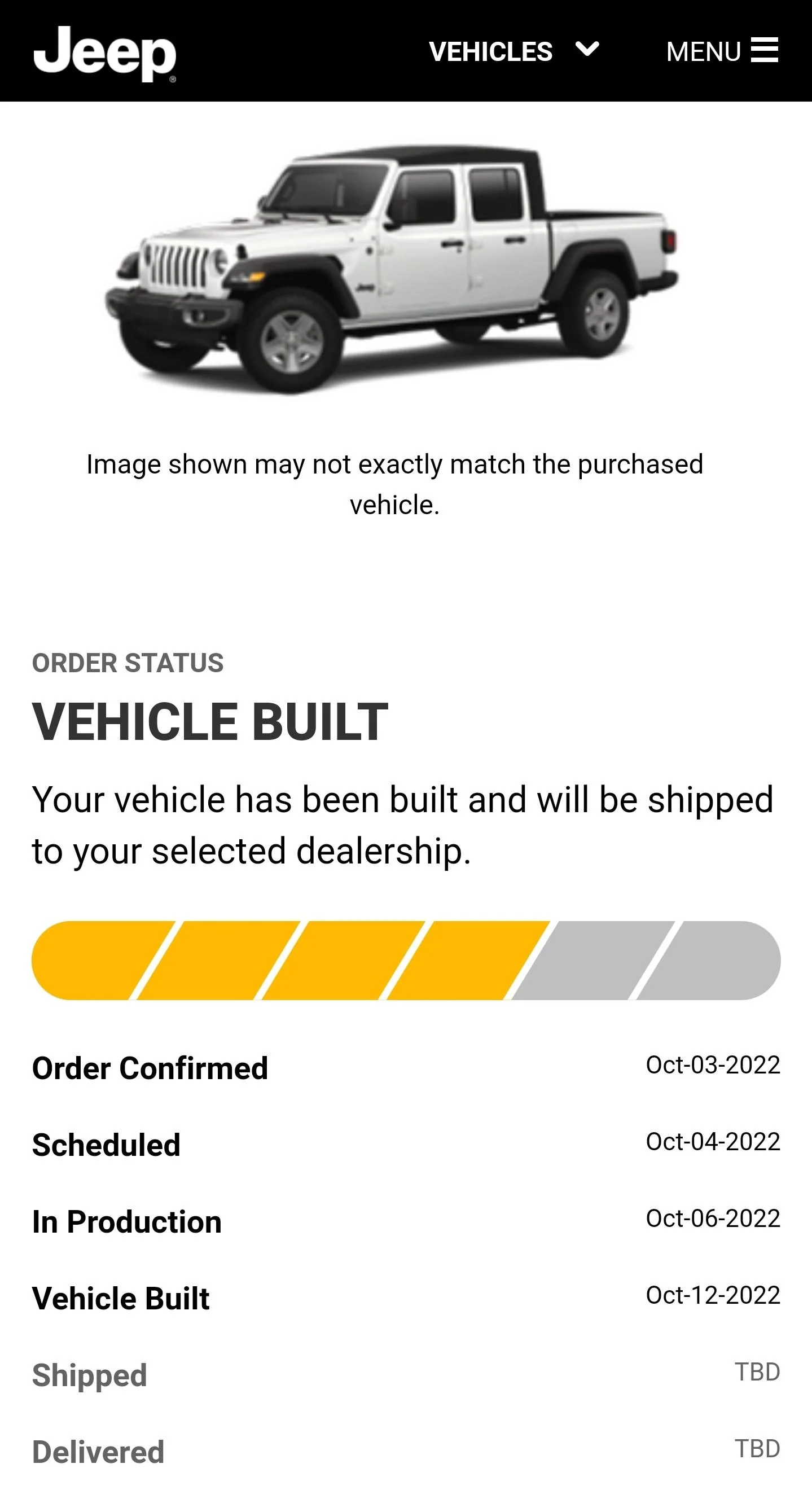 Jeep Gladiator When should I expect my order number? Screenshot_20221024_105614