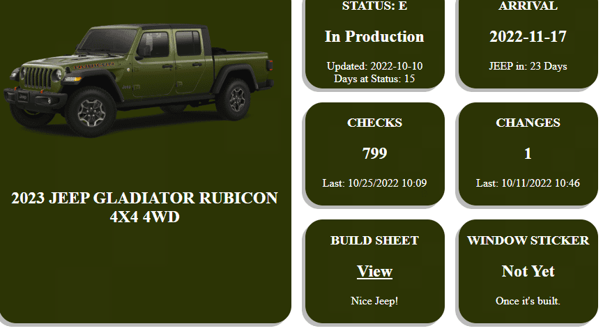 Jeep Gladiator 2023 Jeep Gladiator Order…What step are you in? Screenshot 2022-10-25 112406